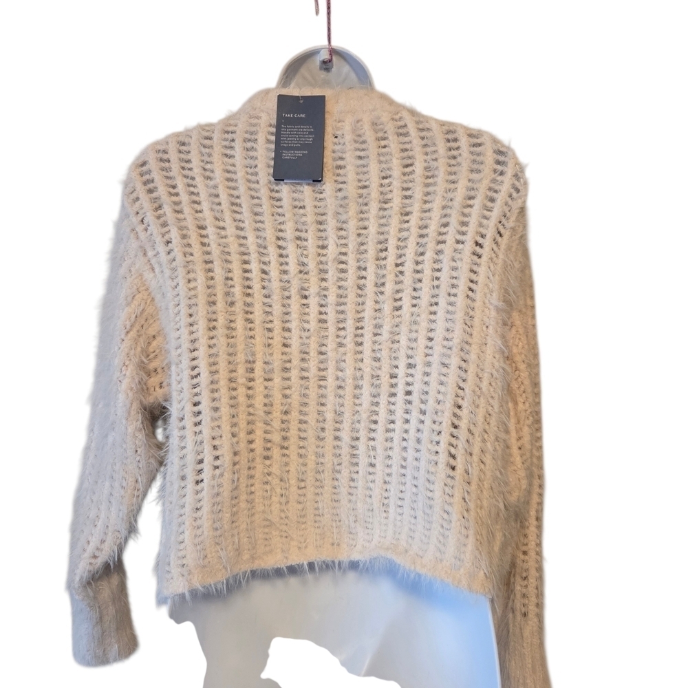 Universal Thread Cream Ribbed Sweater with Blue Jeans - Picture 3 of 10
